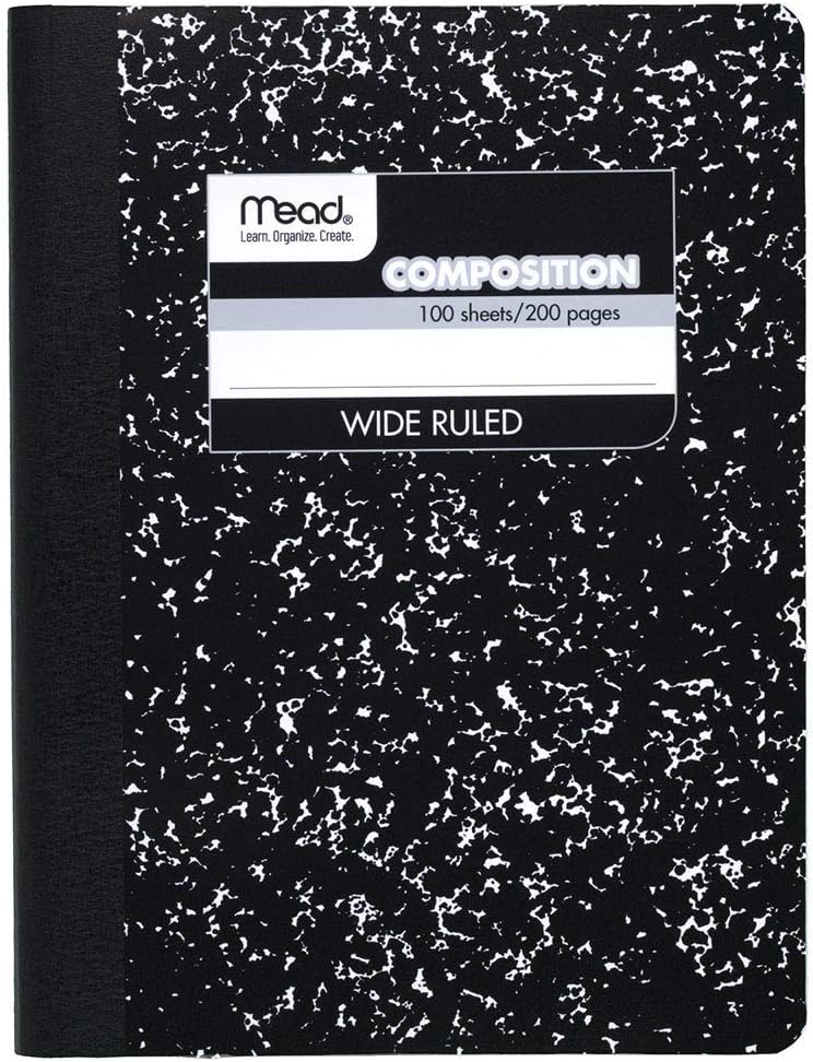 Mead® Square Deal® Black Marble Composition Book: 100 Sheets, Wide Ruled (Carton of 12)
