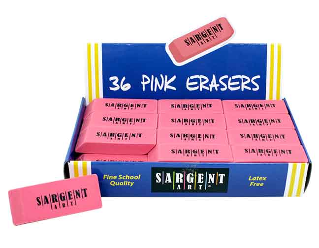 Eraser: 36-Pack, Pink, Large (Carton of 5 36-Packs, 180 Total)