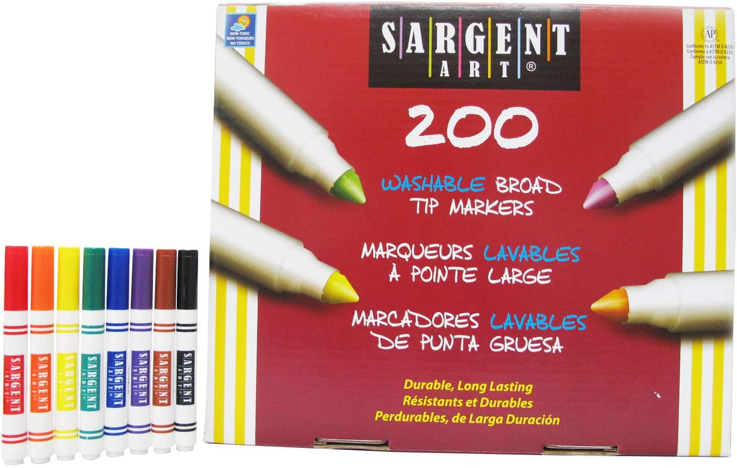 Markers: Box of 200 Washable, Broad-Tip Markers