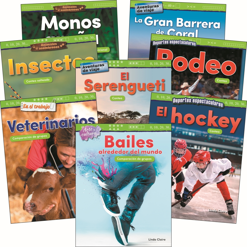 Numbers & Counting Grade K-1 (Spanish Edition) (Collection of 8 Paperback Books)