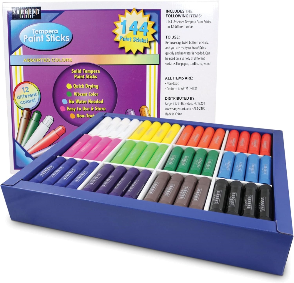 144 Count Classroom Pack of Tempera Paint Sticks