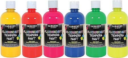 16 oz Bottle Fluorescent Tempera Paint (Set of 6 Bottles)