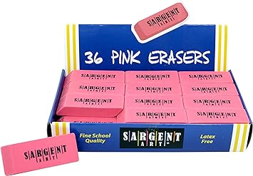 36 Count Box Large Pink Erasers (Carton of 20 Boxes)