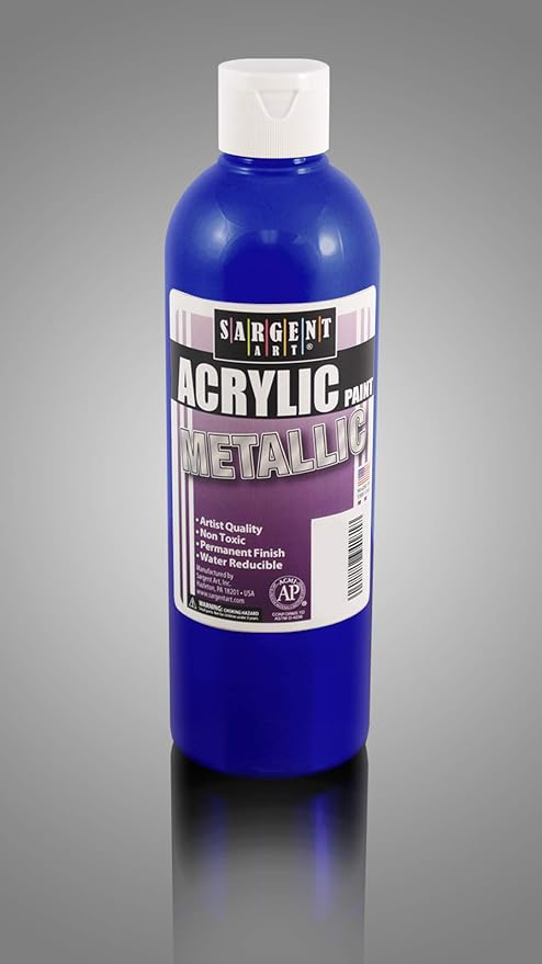 16 oz Bottle Acrylic Paint: Metallic Blue (Carton of 6)