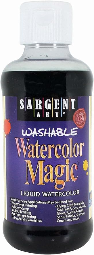 8 oz Bottle Washable Liquid Watercolor Paint: Black (Carton of 12)
