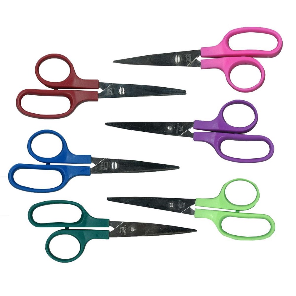Scissors: 5", Pointed, Assorted Colors (Box of 12 Scissors)